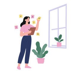 Woman Planning Tasks Working from Home Office