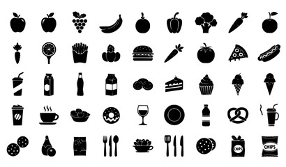 Obraz premium Black Food & Drink Icon Set – Vector Silhouette Collection