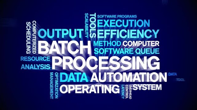 Batch Processing animated word cloud-text design animation tag kinetic typography seamless loop.