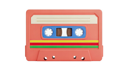 Obraz premium Coral Cassette Tape with Colorful Stripes
