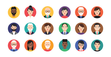 Diverse Group Of People Avatars In Circles With Different Background Colors male