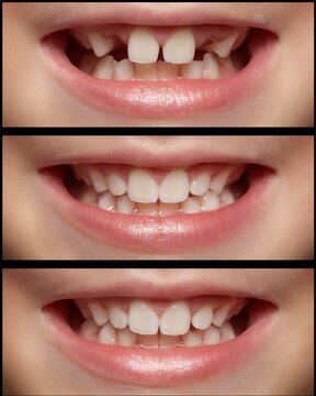 3-stage eruption sequence on lower front teeth, clinical comparison.