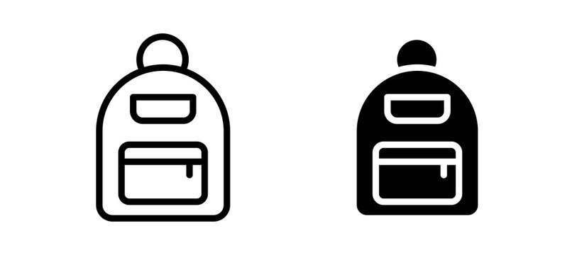 Backpack icon in black color for website or app.