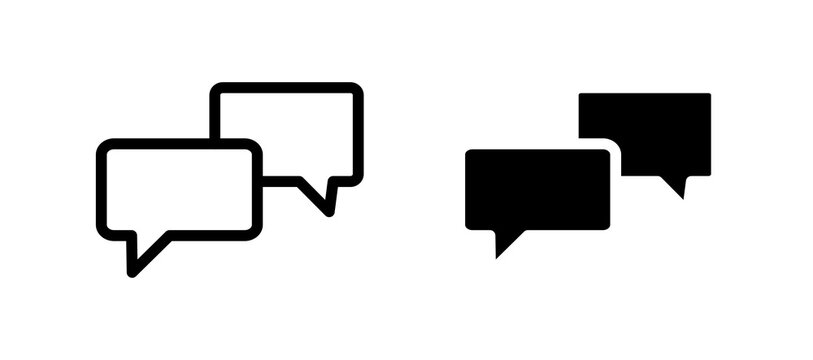 Chat bubble icon in black color for website or app.