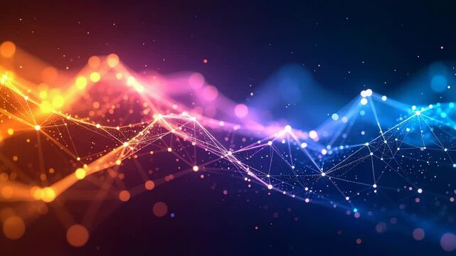 Dynamic technology background with interconnected nodes and lights
