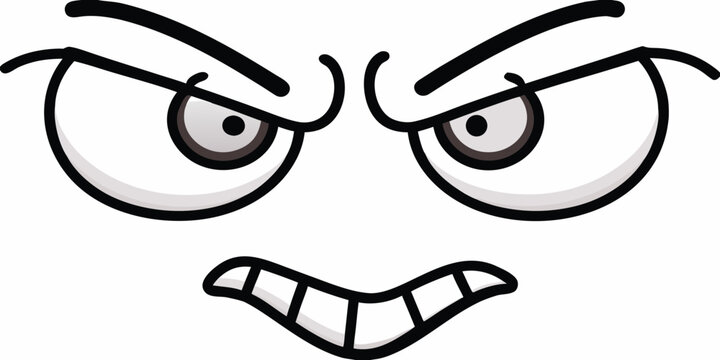 Cartoon eyes and mouth expressing extreme anger and frustration