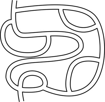 Maze Path for Kids Worksheet, Fun Abstract Maze Line Game, Abstract Doodle Maze Path Game