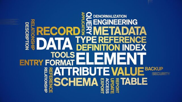 Data Element animated word cloud-text design animation tag kinetic typography seamless loop.