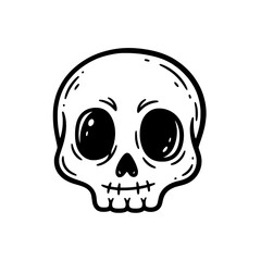 Whimsical Cartoon Skull Head Illustration
