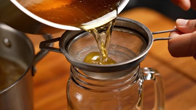 Process of making homemade ghee by clarifying butter in a saucepan