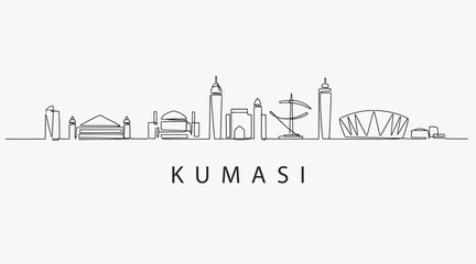 Obraz premium Flat Design one line without breaking the Kumasi city.