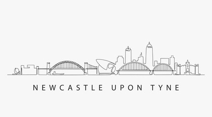 Obraz premium Flat Design one line without breaking the Newcastle city.
