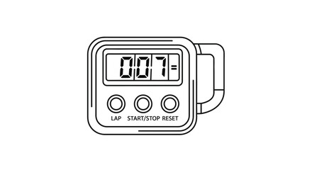 Digital Stopwatch Timer with Lap Function, Sports Equipment, Isolated on White