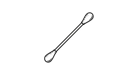 Cotton Swab Stick with Two Ends, Hygiene Tool, Simple Line Art Icon