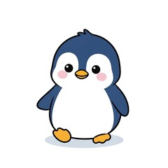Obraz premium Cute cartoon penguin illustration, adorable baby penguin character.