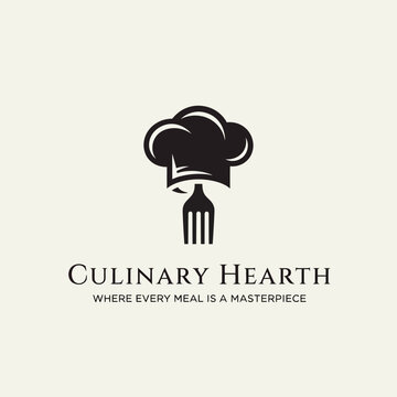 Culinary Hearth Chef Hat and Fork Logo.