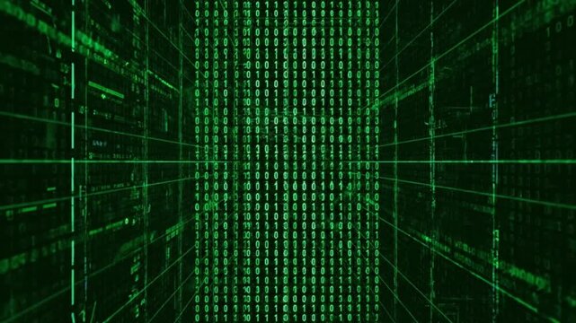Green Binary Code Data Visualization