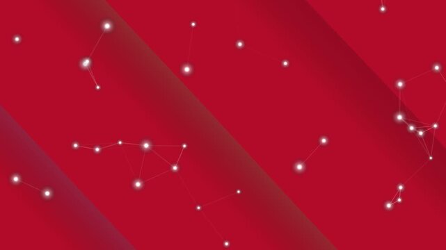 Abstract red background with lines and glowing connected dots
