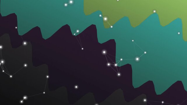 Abstract waves with constellations digital motion background design