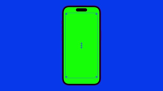 Purple Realistic phone frame animates onto the screen. Smartphone Iphone mock up concept graphic template. Phone slides in from the right of screen.