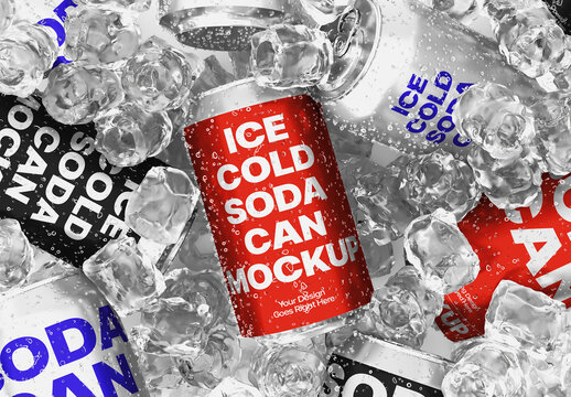 Ice Cold Soda Can Mockup