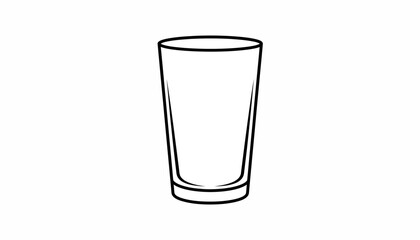 Simple Line Drawing of an Empty Glass Tumbler on White Background