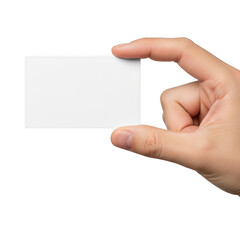 Obraz premium Hand holding a blank business card isolated on transparent background