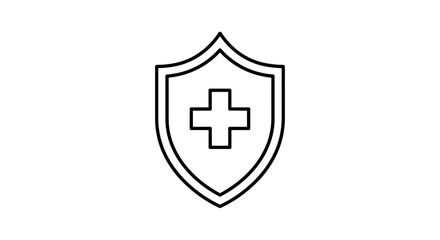 Fototapeta premium Shield with Medical Cross Icon - Healthcare Protection and Security Symbol