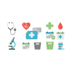 Fototapeta premium Medical and Healthcare Flat Icon Set for Science and Wellness