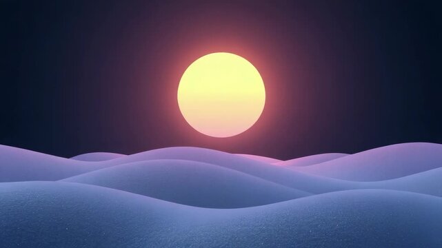 Sunrise pastel sun over smooth dunes glowing horizon serene gradient glow minimalist landscape
