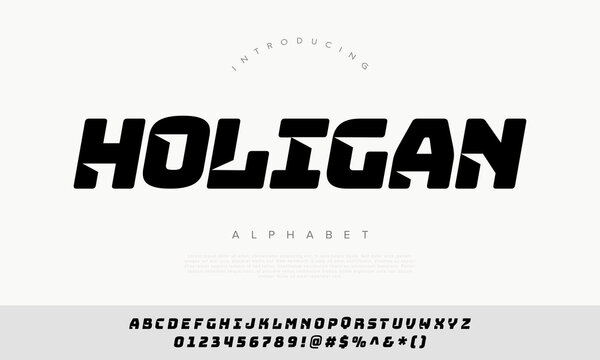 Holigan futuristic italic display font with sharp edges for sports and gaming logo design