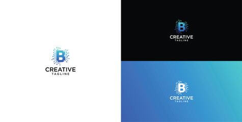 technology logo vector. B initial logo design © micky_adb