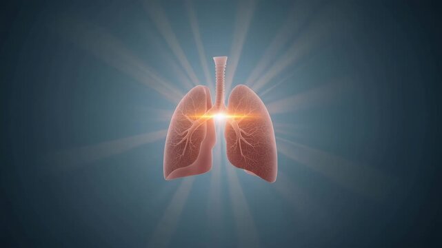 Glowing human lung organ with trachea respiratory anatomy radiant medical bronchial soft radiance