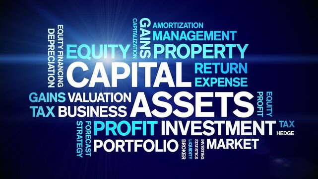 Capital Assets animated word cloud-text design animation tag kinetic typography seamless loop.