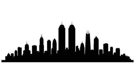 Obraz premium Black silhouette of a city skyline with tall buildings