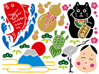 縁起物のイラストセット