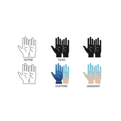 Obraz premium Hand Icons: Open Palms in Outline, Silhouette, and Gradient Styles