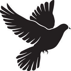 Obraz premium Silhouette of a flying dove bird clipart vector design on a