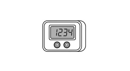Digital Timer Displaying 1234 with Two Buttons, Simple Icon