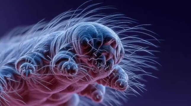 Microscopic Tardigrade Water Bear Macro Close Up Cinematic Sci-Fi High Quality Professional Video