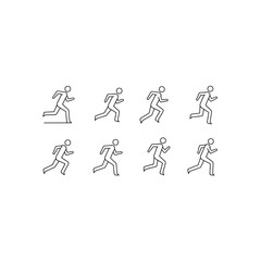 Running Man Silhouette Icons: Dynamic Motion and Speed in Sports