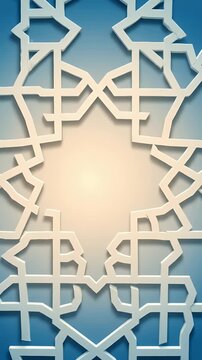 Islamic Geometric Pattern Blue Gradient Light Glow Loop Footage