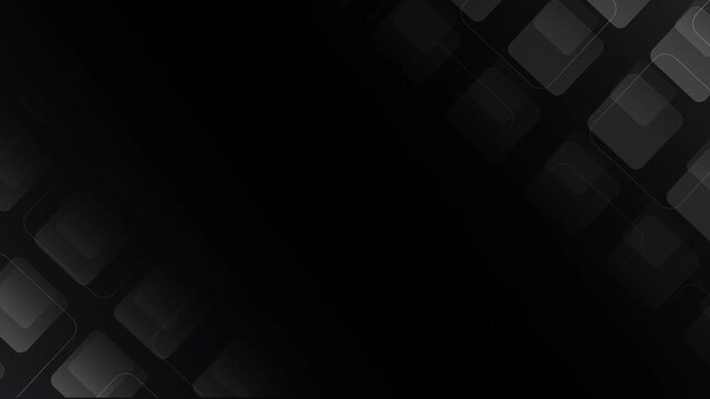 Modern minimalist dark gradient motion graphic with square elements and wide copy space for presentations