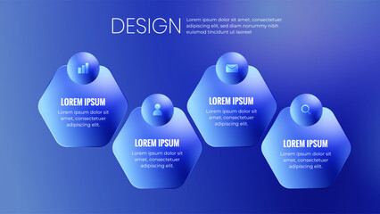 Obraz premium Modern Blue Business Infographic Design Template With Hexagon Icons For Communication And Analytics