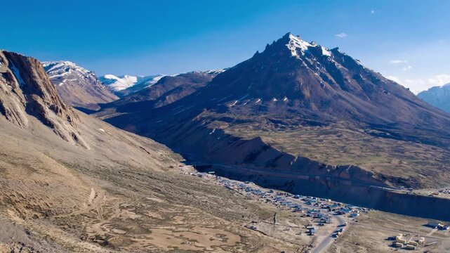 4K Aerial Drone Footage of Sarchu Valley in Ladakh - Mountain Landscape