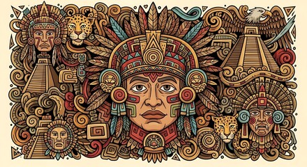 Obraz premium Intricate illustration of a stylized indigenous artwork with detailed ornamentation
