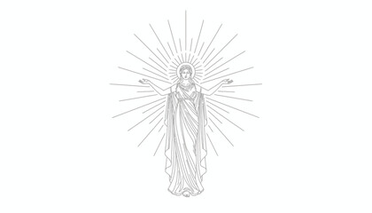 Obraz premium Divine Woman with Radiant Aura, Arms Open in Blessing