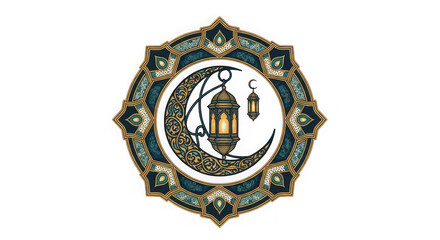 Obraz premium A beautifully designed lantern surrounded by intricate patterns on a transparent background