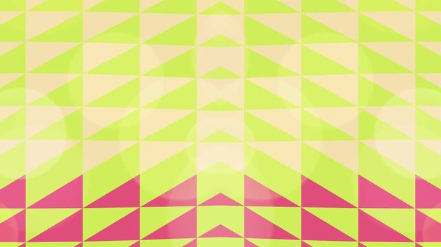 Abstract Geometric Pattern Footage with Bright Green and Pink Triangles, Modern Design Element, Top-Down View