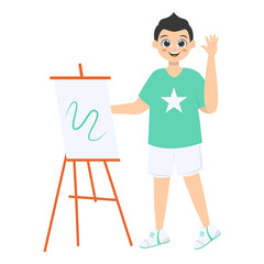Fototapeta premium Cheerful Child Character on White Background. Isolated Vector Illustration.